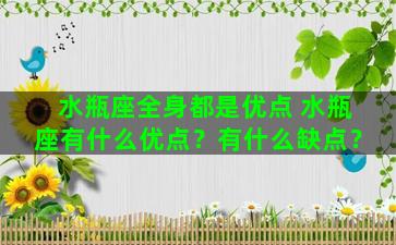 水瓶座全身都是优点 水瓶座有什么优点？有什么缺点？